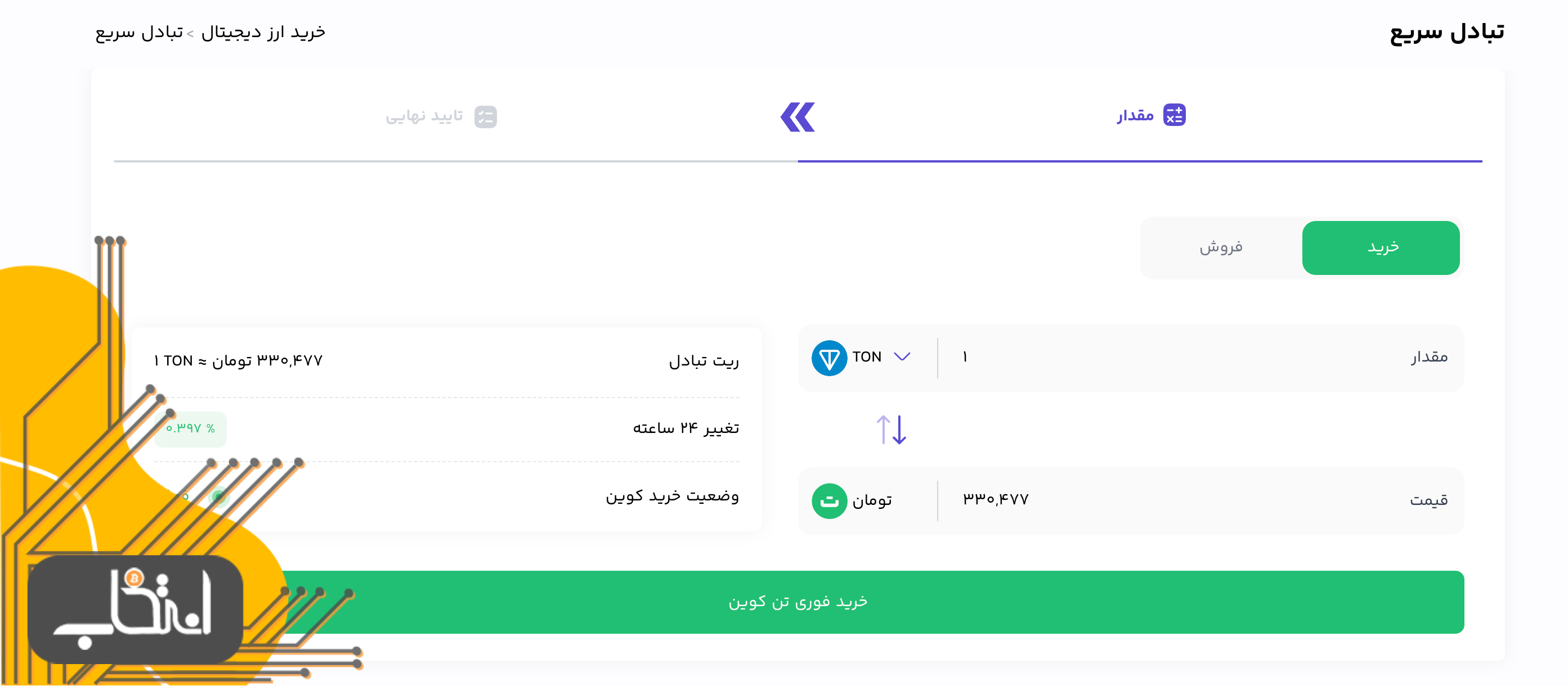 خرید فوری تن کوین در اوکی اکسچنج