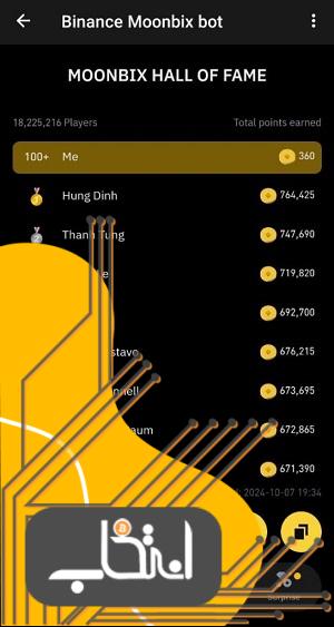 تب Leaderboard در بازی مونبیکس